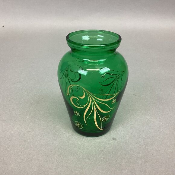 Vintage 1950s Anchor Hocking Emerald Green Mini Glass Vase - 3.75” - Picture 2 of 8